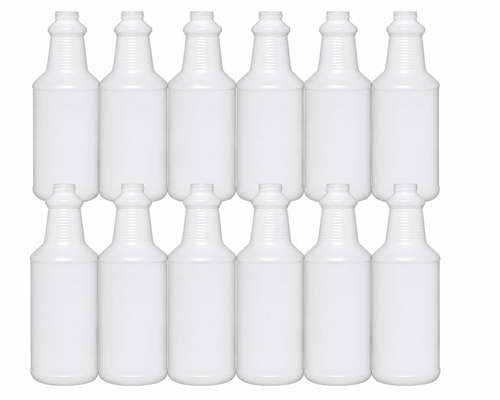 32 oz Bottle, 28-400 Natural HDPE Carafe Style Round Plastic Bottle with cap