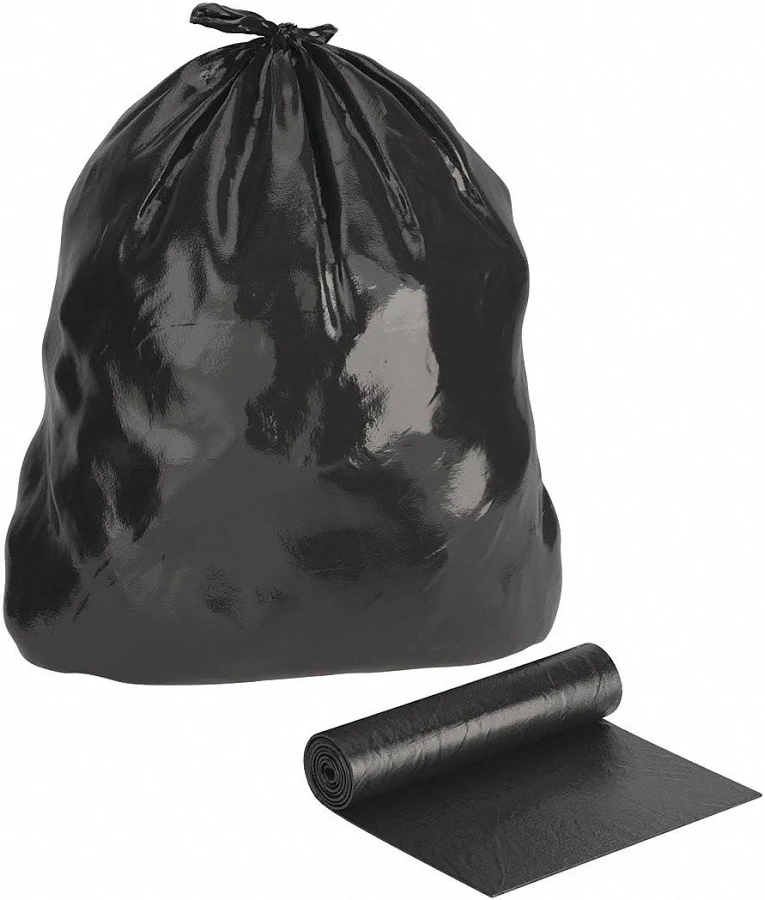Trash Bags 55 Gal, 38" x 58", 1.5 Mil, Black, Case of 100