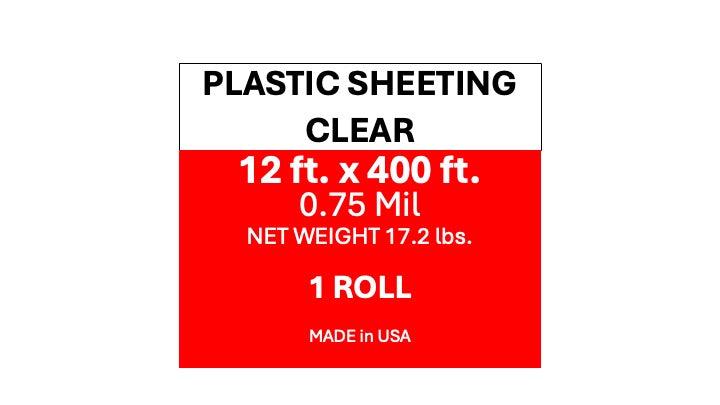 Plastic Sheeting 12' x 400' 0.75 Mil Low Density Clear