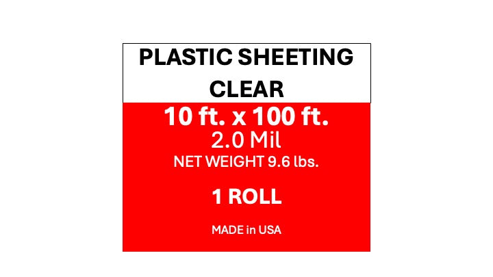 Plastic Sheeting 10' x 100' 2.0 Mil Clear