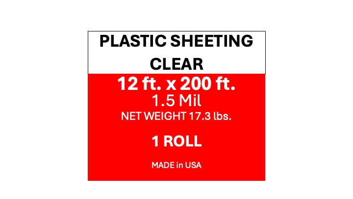 Plastic Sheeting 12' x 200' 1.5 Mil Clear