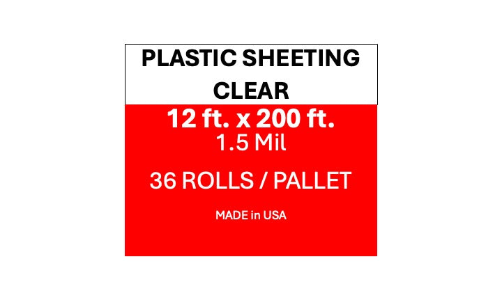 Plastic Sheeting 12' x 200' 1.5 Mil Clear