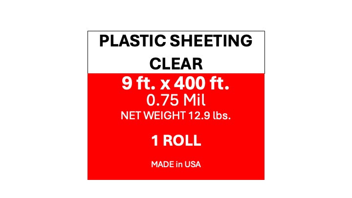 Plastic Sheeting 9' x 400' 0.75 Mil Low Density