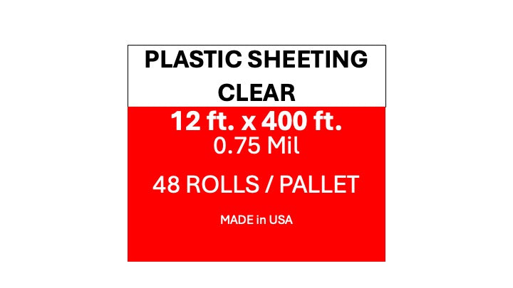 Plastic Sheeting 12' x 400' 0.75 Mil Low Density Clear