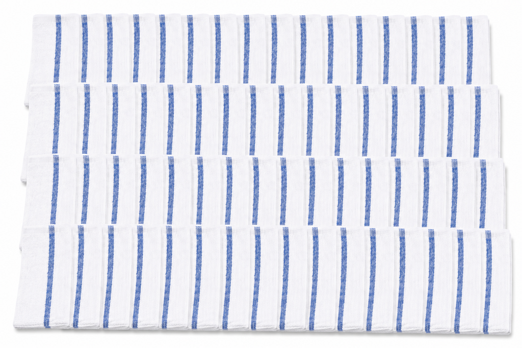 Bar Mop Towels, 17 x 20, White with Stripe, 100% Cotton