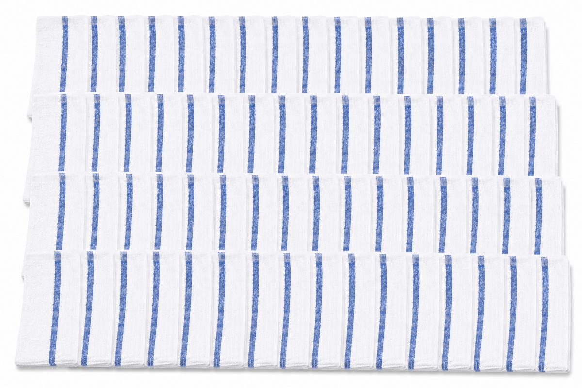 Bar Mop Towels, 17 x 20, White with Stripe, 100% Cotton